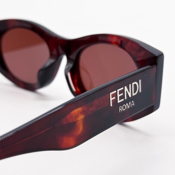 NEW FENDI FE40125F 54S SHINY RED HAVANA WOMEN SUNGLASSES FENDI - Picture 8 of 11